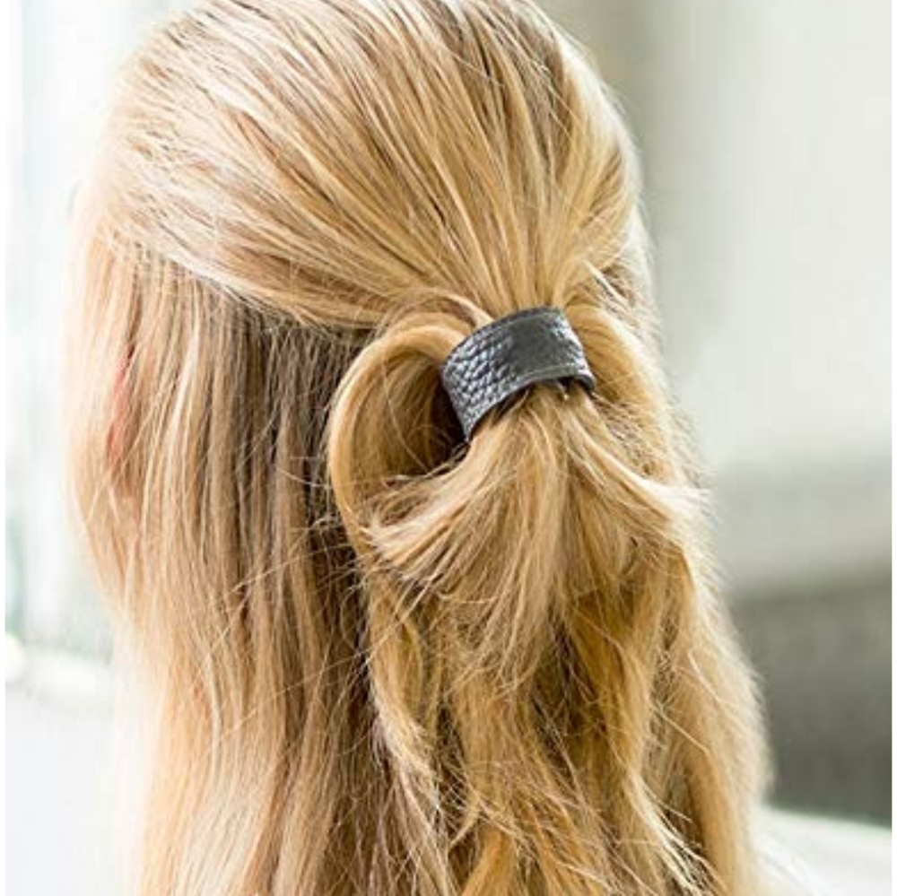 Leather cuff hair tie